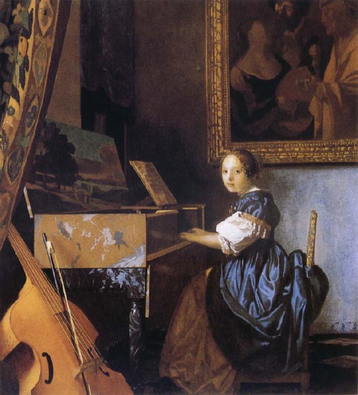 Jan Vermeer Young Woman Seated at a Virginal oil painting picture
